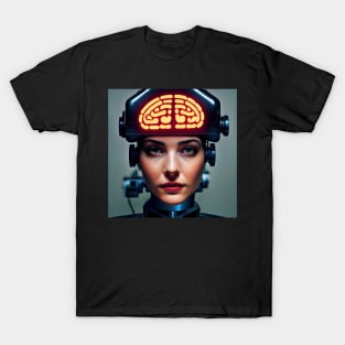 Android girl with a helmet device - V3 T-Shirt